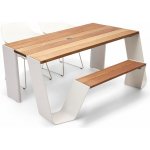 Extremis Jídelní stůl s integrovanou lavicí na jedné straně Hopper combo 180, 178x123x74 cm, rám lakovaný hliník , deska a sedací část tepelně upravené dřevo hellwood – Zbozi.Blesk.cz