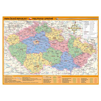 Mapa České republiky – zeměpisná a politicko-správní Kniha