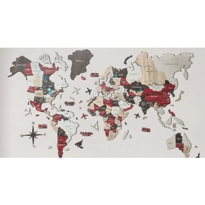 3D nástěnná mapa světa dřevěná - URBAN 100x60cm – Sleviste.cz