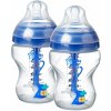 Láhev a nápitka Tommee Tippee kojenecká láhev Advanced Anti Colic s obrázkem 2ks modrá 260ml