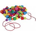 Detoa Maxiperle dřevěné barevné se šňůrkou 92 ks v plastové dóze 10x14cm – Zboží Mobilmania