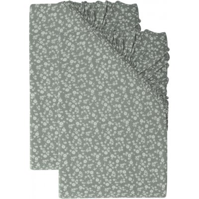 LIVARNO home Sada žerzejových napínacích prostěradel 90-květiny/zelená 2dílná 100x200 – Zboží Dáma
