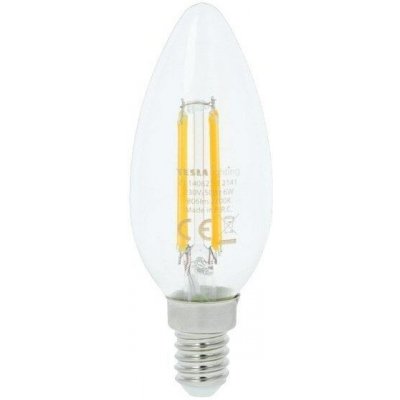Tesla žárovka LED filament svíčka E14, 6W, teplá bílá – Zboží Mobilmania