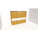Nábytek Mikulík Vranovice Flexi 3 260 x 220 cm 3x dveře dělené sklem Lacobel bílý olše olše