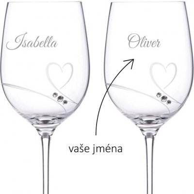 Dekorant Sklenice na víno se jmény s kamínky Swarovski Romance JMÉNA – Hledejceny.cz