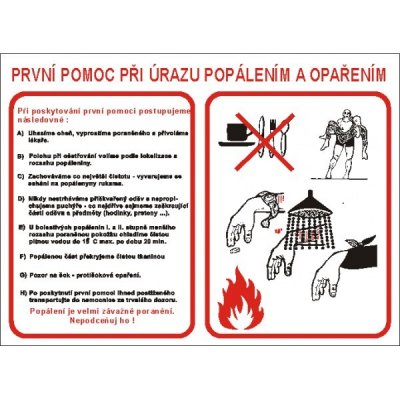 První pomoc při úrazu popálením a opařením | Samolepka, A3 – Zbozi.Blesk.cz