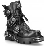 New Rock boty kožené Cross Shoes 407-S1 black-grey černé – Zboží Dáma