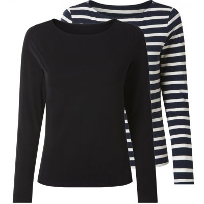 Esmara dámské triko s dlouhými rukávy 2 kusy pruhy / navy modrá – Zboží Mobilmania