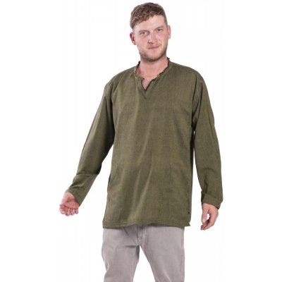 Nepál Etno kurta košile boho khaki – Zboží Mobilmania