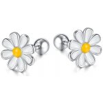 Impress Jewelry dámské ocelové šroubovací náušnice kopretina Bílá GE806 – Sleviste.cz