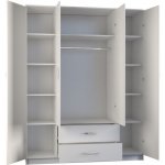 Topeshop Romana 160 KPLB skříň/šatník 11 police/polic 4 dveře/dveří Bílá – Sleviste.cz