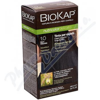 Biokap NutriColor permanentní barva na vlasy s arganovým olejem 1.0 Black Tricorepair Complex 140 ml