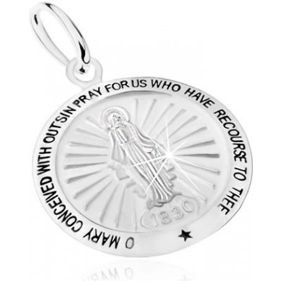 Šperky eshop Přívěsek ze stříbra 925 motiv zázračné medaile Panna Marie modlitba SP38.15