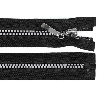 Prima-obchod Kostěný zip No 5 délka 70 cm čtvercové zuby, barva 1 (322) černá stříbrná – Hledejceny.cz