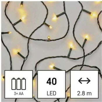 Emos D4FW01 LED vánoční řetěz 2,8 m 3x AA venkovní i vnitřní teplá bílá časovač