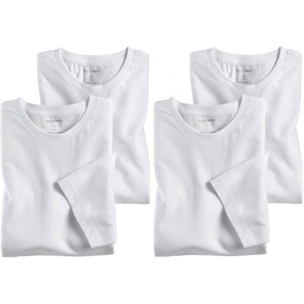 Pánské tričko Bílé tričko Olymp s krátkým rukávem kulatý výstřih výhodné balení 4 ks