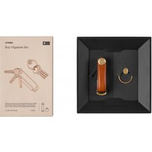 Orbitkey Kožená a kroužek na klíče v dárkovém balení Key Organiser Set + Ring Cognac