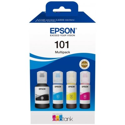 Epson 101 CMYK Inkoustová náplň, originální, pro Epson EcoTank L6170, L6276, L4266, L6160/90, L6290, L4260, L14150, L4150/60, L6270, 3x 70ml, 1x 127ml, CMYK C13T03V64A