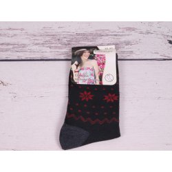 Ellasun ponožky černé s červeným vzorkem