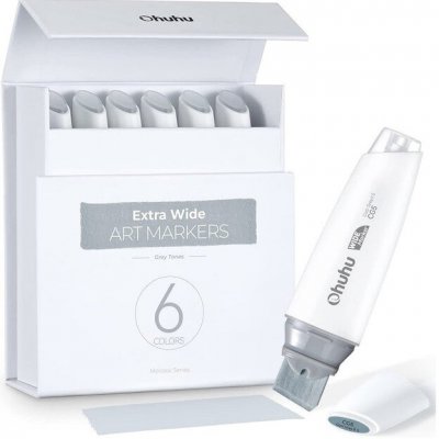 Ohuhu Kaligrafické fixy Extra Broad 6 ks Grey Tones – Hledejceny.cz