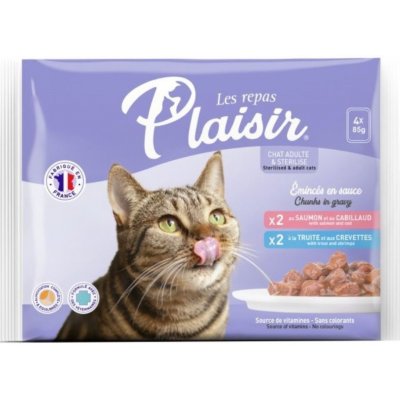 Plaisir cat steriliz. losos pstruh 4 x 85 g – Zbozi.Blesk.cz