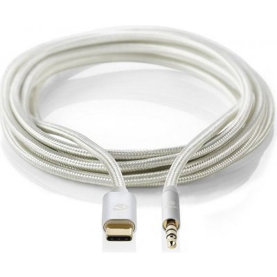 Nedis CCTB65940AL10 USB-C na 3,5mm jack, audio, USB 2.0, zástrčka USB-C, zástrčka 3,5mm jack, nylon, 1m, štríbrný – Zbozi.Blesk.cz