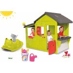 Smoby Set domček Záhradník Neo Floralie s kuchynkou+hojdačka na zem Kocúr s uškami s vedro setom SM310300-19B