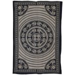 Sanu Babu přehoz na postel s tiskem Mandala sloni béžový černý tisk 202 x 140 cm – Zboží Mobilmania