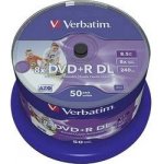 Verbatim DVD+R DL 8,5GB 8x, Printable, cakebox, 50ks (43703) – Sleviste.cz