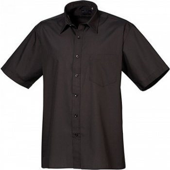 Premier Workwear pánská popelínová pracovní košile s krátkým rukávem černá