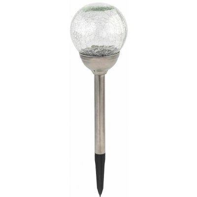 lampa solární KOULE 12cm, v.42,5cm, 2LED, nerez/sklo/PH čirá – Hledejceny.cz
