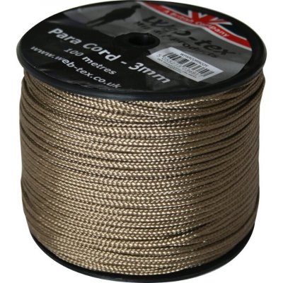 Padáková šňůra - paracord na cívce Web-tex® 3 mm, 100 metrů - coyote – Zboží Mobilmania