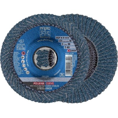 PFERD TOOLS 67689053 PFR 125-M Z 40 SGP CURVE STEELOX/X-LOCK vějířovitý brusný kotouč Průměr 125 mm Ø otvoru 22.23 mm nerezová ocel, ocel 10 ks – Zboží Dáma