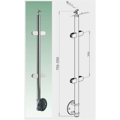 JAP Nerezový sloupek průběžný ke kotvení z boku pro sklo, AISI 304 – Sleviste.cz