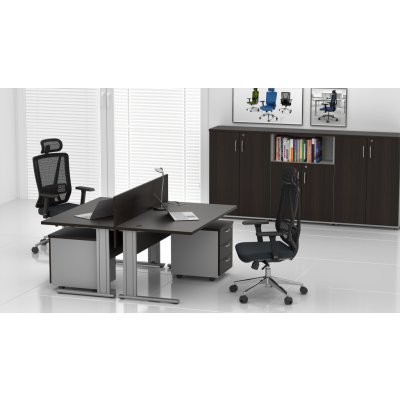 NABYTEK-DESIGNOVY.CZ - ZEP 2.6 07 Sestava kancelářského nábytku Komfort 2.6 kaštan/šedá – Zboží Dáma