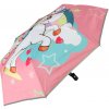 Deštník Jednorožec deštník skládací vystřelovací růžový