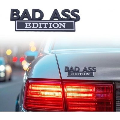 AhhiAboo Car Emblémy, Bad Ass Edition, Samolepka Tuning auta, Kov, Personalizovaná dekorace, Černá | Zboží Auto