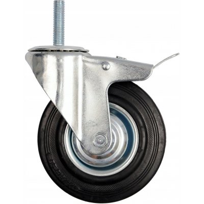 Kolečko otočné s brzdou, gumové se šroubem 130kg 160/39/190mm – Zboží Dáma