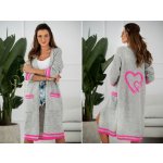 Fashionweek Unikátní luxusní dlouhý pletený kabát svetr SERCA světle šedý – Zboží Mobilmania