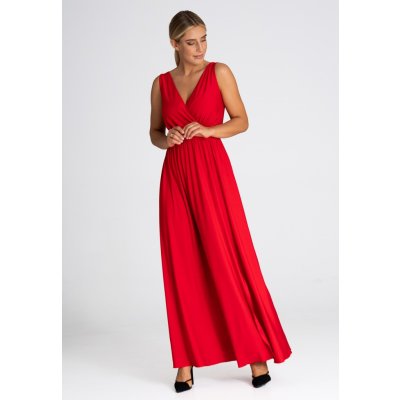 FIGL Červené maxi šaty s rozparkem m960 red
