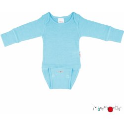 Celoroční merino body/tričko ManyMonths Aqua Blue