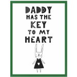 Dětský plakát Táta má klíč mého srdce 40X50 cm + zelený rám