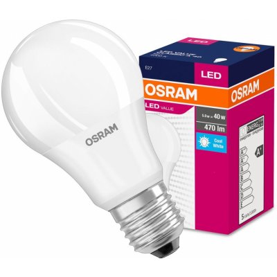 Osram LED žárovka LED E27 A60 4,9W = 40W 470lm 4000K Neutrální bílá 360° – Zboží Mobilmania