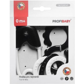 Profibaby Chrastítko černo-bílé špendlík a osmička s tvary