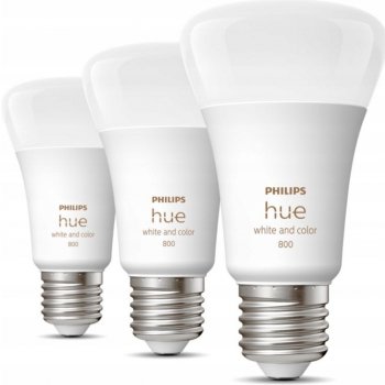 Philips Hue Bluetooth LED White and Color Ambiance set 3ks žárovek 8719514328389 E27 A60 3x6,5W 3x800lm 2000-6500K RGB bílé stmívatelné