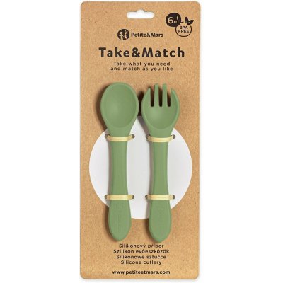 PETITE&MARS Příbor silikonový Take&Match Sweet Pea 6m+ – Zboží Mobilmania