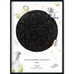 Hvězdná mapa Vašeho životního okamžiku Rozměr plakátu: 50 x 70 cm, Barva pozadí: Kosmonaut, Volba rámu: Černý dřevěný rám – Zboží Mobilmania