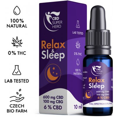 CBD Superhero Relax & Sleep 6% CBD/CBG olej full spectrum 600 mg CBD 10 ml