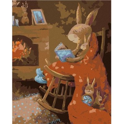 zuty Zajíc čte knížku 40 x 50 cm vypnuté plátno na rám – Zboží Mobilmania