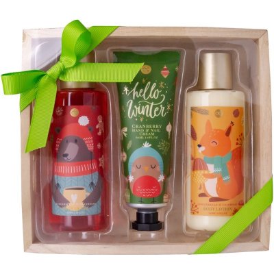 Accentra Hello Winter krém na ruce a nehty 60 ml + sprchový gel 150 ml + tělové mléko 150 ml dárková sada